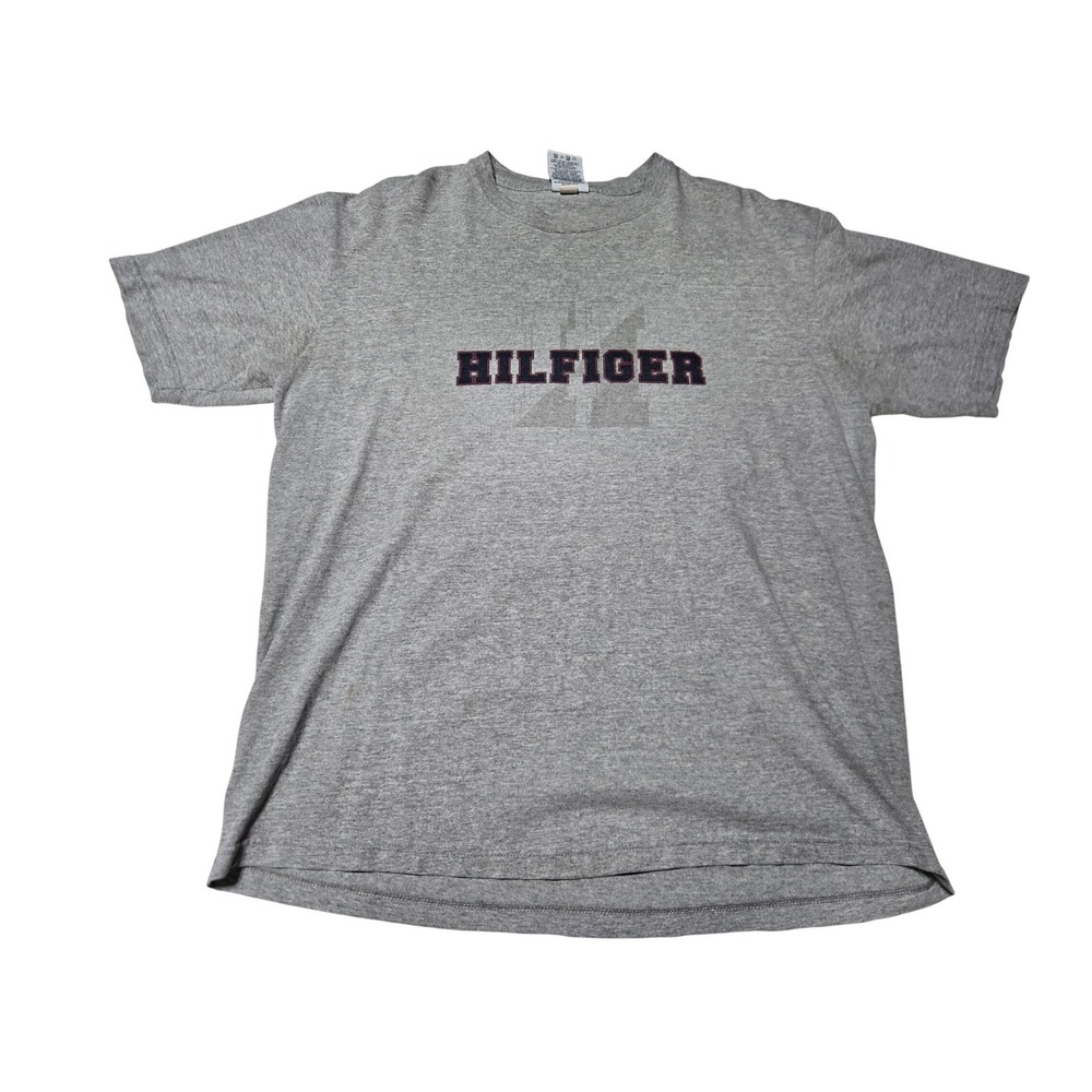 Tommy Hilfiger‎ Gray Graphic T Shirt Men's Large L Spell Out Y2k